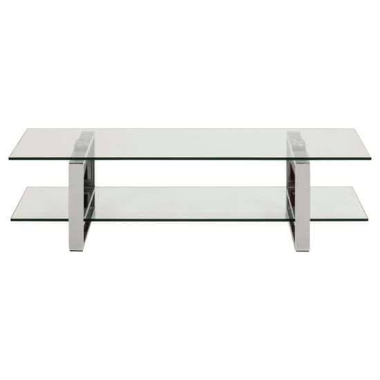 Kennesaw Clear Glass TV Stand With Chrome Steel Frame_3