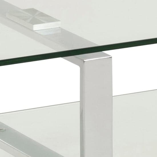 Kennesaw Clear Glass TV Stand With Chrome Steel Frame_4
