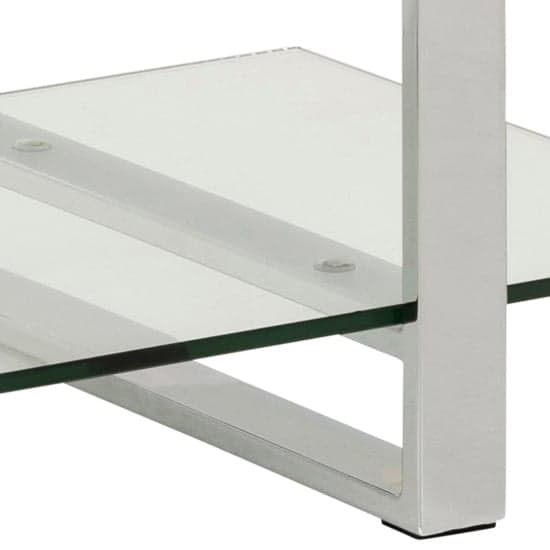 Kennesaw Clear Glass TV Stand With Chrome Steel Frame_5