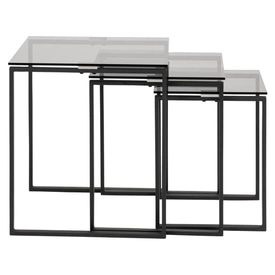 Kennesaw Smoked Glass Nest Of 3 Tables With Matt Black Frame_3
