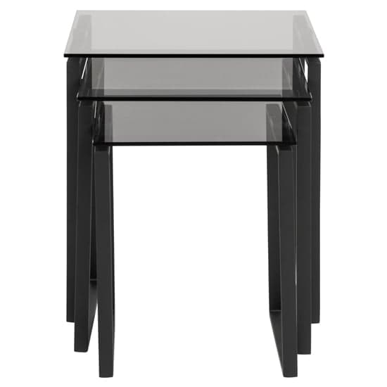 Kennesaw Smoked Glass Nest Of 3 Tables With Matt Black Frame_4