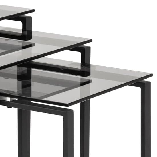 Kennesaw Smoked Glass Nest Of 3 Tables With Matt Black Frame_5