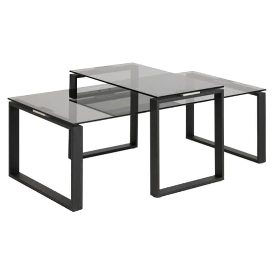 Kennesaw Smoked Glass Set Of 2 Coffee Tables With Black Frame_1