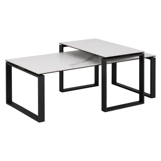 Kennesaw White Ceramic Set Of 2 Coffee Tables With Black Frame_2