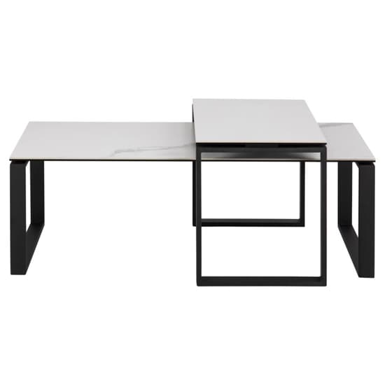 Kennesaw White Ceramic Set Of 2 Coffee Tables With Black Frame_3
