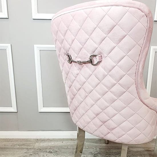 Kenneswick Quilted Back Pink Velvet Dining Chairs In Pair_2