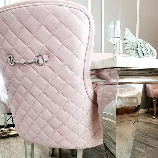 Kenneswick Quilted Back Pink Velvet Dining Chairs In Pair_4