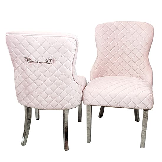 Kenneswick Quilted Back Pink Velvet Dining Chairs In Pair_1