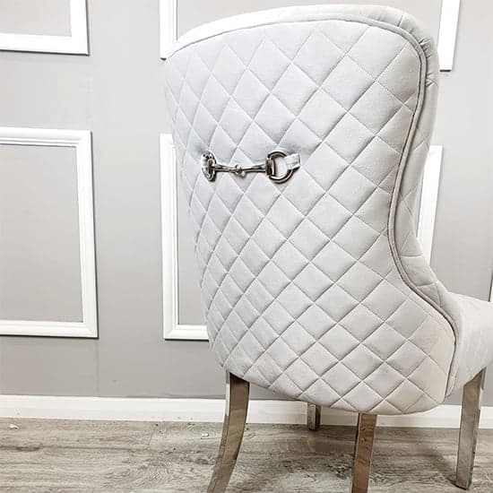 Kenneswick Quilted Back Light Grey Velvet Dining Chairs In Pair_2