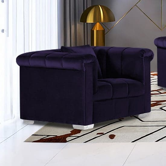 Kenosha Malta Plush Velour Fabric Armchair In Ameythst_1