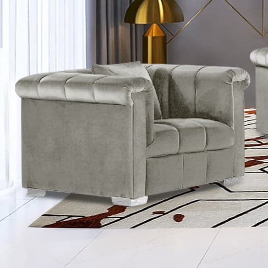 Kenosha Malta Plush Velour Fabric Armchair In Cream_1