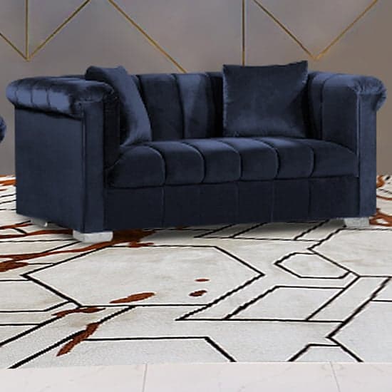 Kenosha Malta Plush Velour Fabric 2 Seater Sofa In Slate_1