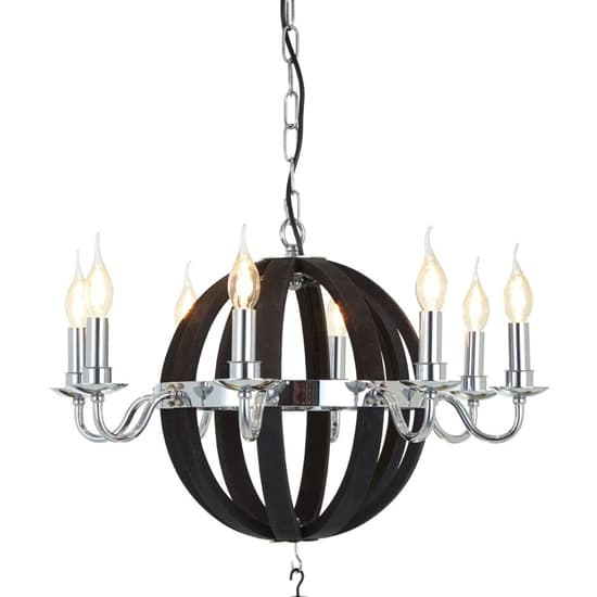 Kensick 8 Bulbs Round Design Chandelier Ceiling Light In Black_2