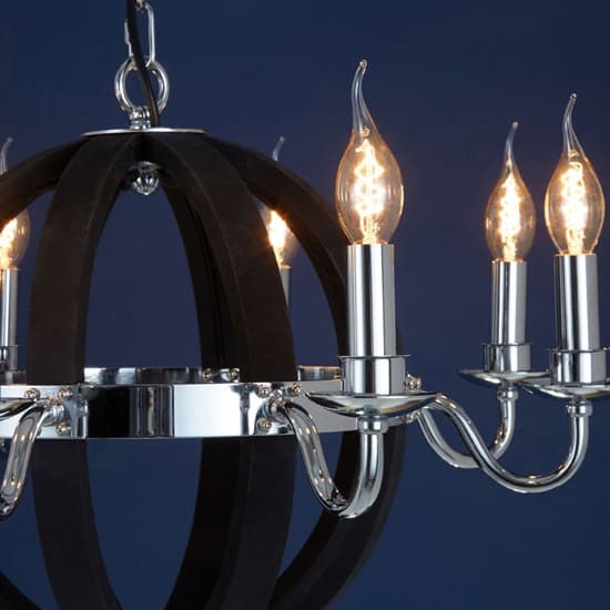 Kensick 8 Bulbs Round Design Chandelier Ceiling Light In Black_3