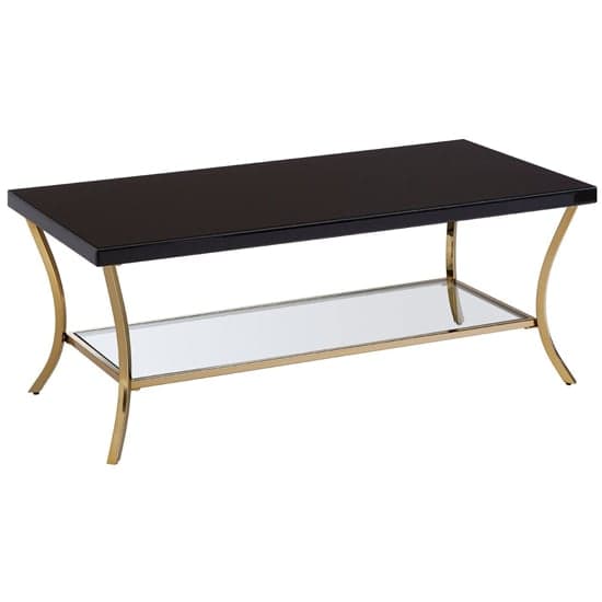 Kensick Black Mirrored Glass Coffee Table With Gold Frame_2