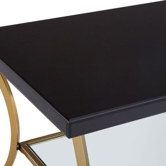 Kensick Black Mirrored Glass Coffee Table With Gold Frame_4