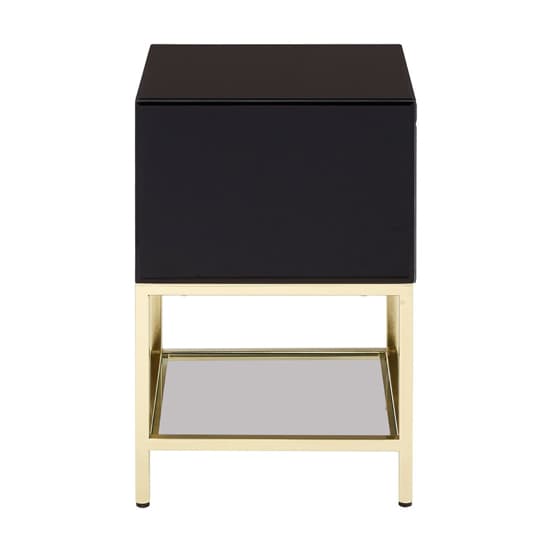 Kensick High Gloss Bedside Cabinet With Gold Frame In Black_3