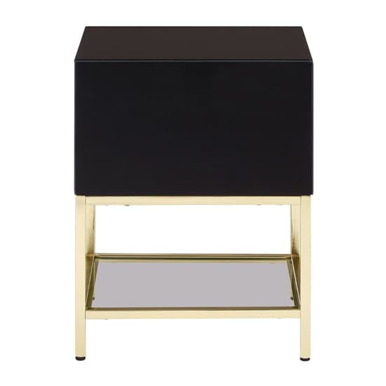 Kensick High Gloss Bedside Cabinet With Gold Frame In Black_4