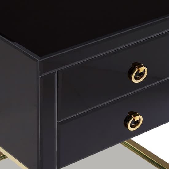 Kensick High Gloss Bedside Cabinet With Gold Frame In Black_7