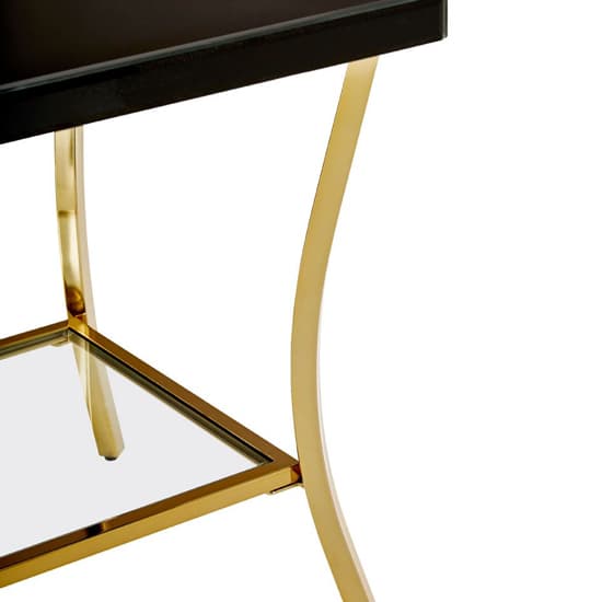 Kensick High Gloss Side Table With Gold Frame In Black_4