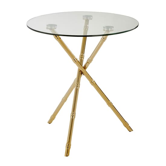 Kensick Round Clear Glass Side Table With Gold Knop Legs_1