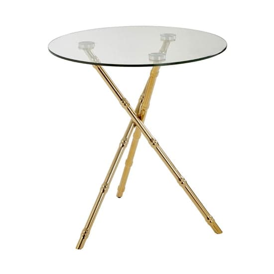 Kensick Round Clear Glass Side Table With Gold Knop Legs_2