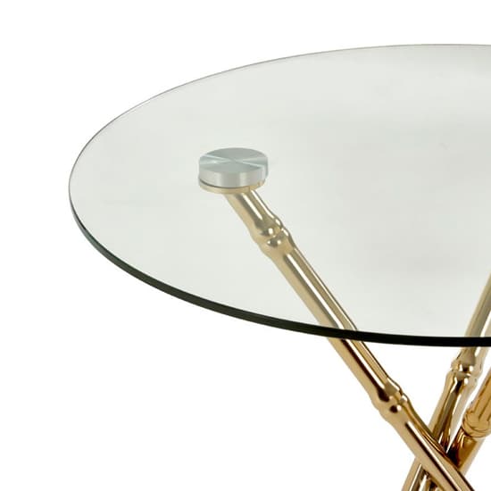 Kensick Round Clear Glass Side Table With Gold Knop Legs_3