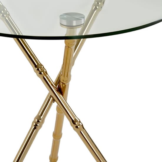 Kensick Round Clear Glass Side Table With Gold Knop Legs_4