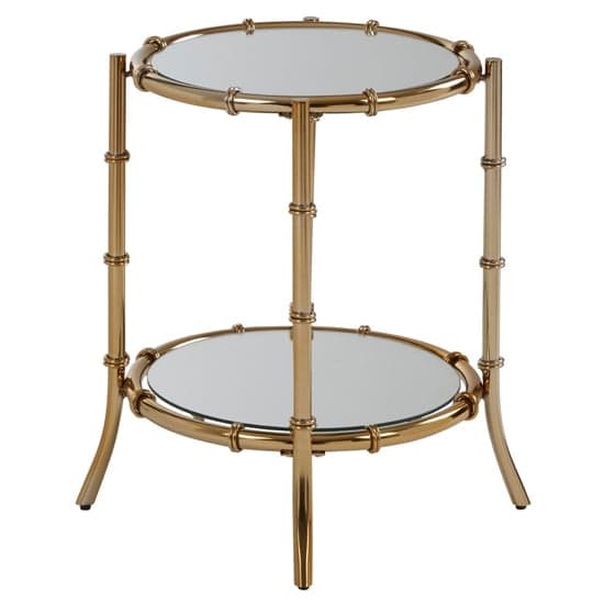 Kensick Round Mirrored Glass Side Table With Gold Frame_3