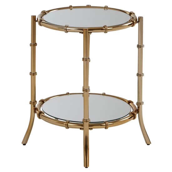 Kensick Round Mirrored Glass Side Table With Gold Frame Furniture in
