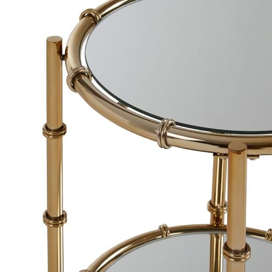 Kensick Round Mirrored Glass Side Table With Gold Frame_4