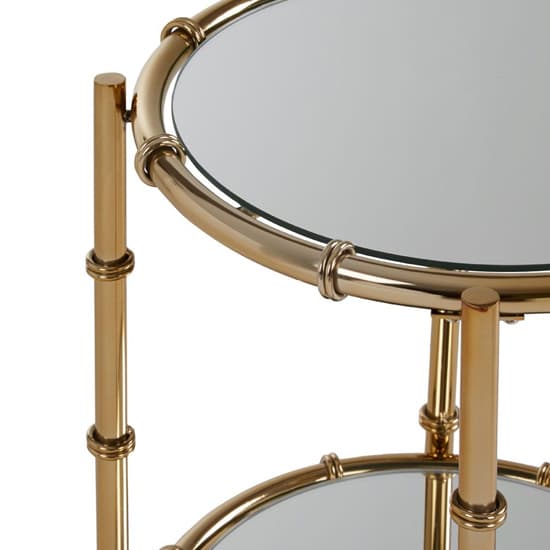 Kensick Round Mirrored Glass Side Table With Gold Frame Furniture in