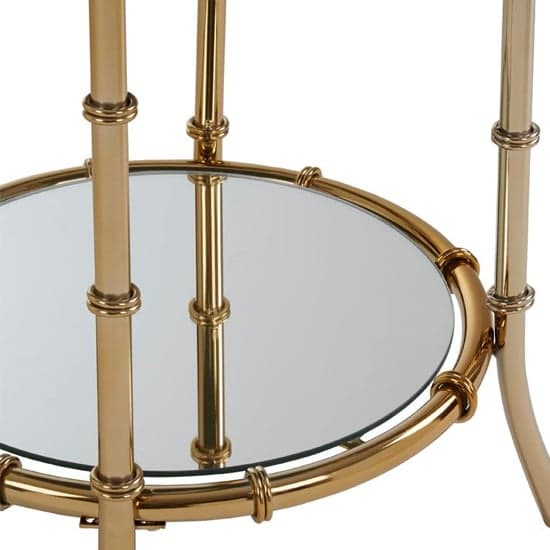 Kensick Round Mirrored Glass Side Table With Gold Frame_5