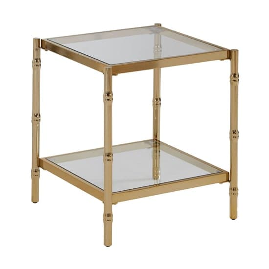 Kensick Square Mirrored Glass Side Table With Gold Frame_1