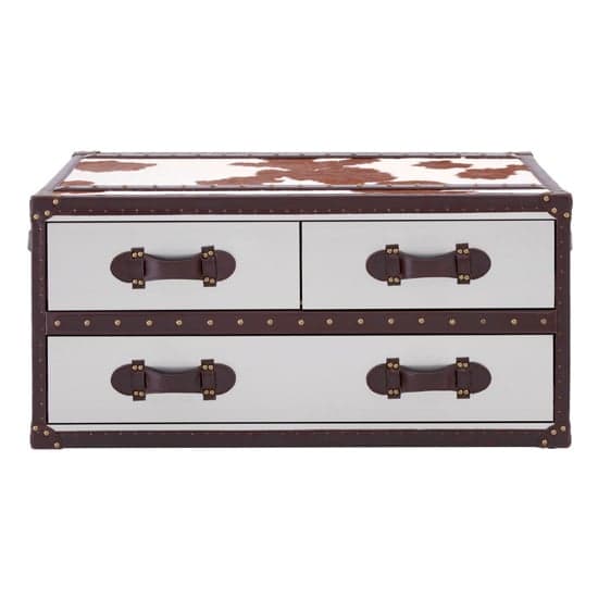 Kensick Wooden Coffee Table With 3 Drawers In Brown And White_2