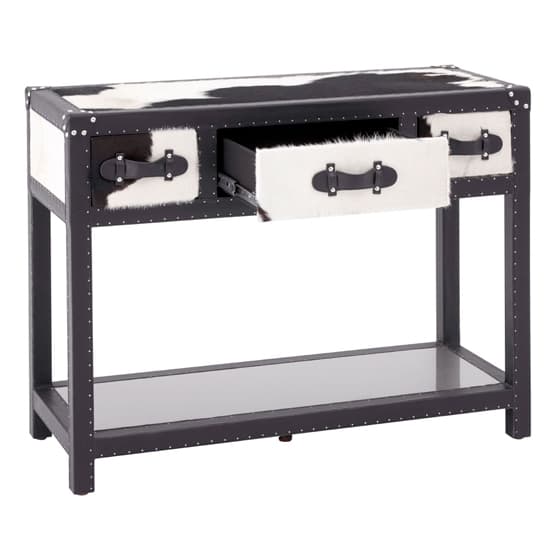 Kensick Wooden Console Table With 3 Drawers In Black And White_3