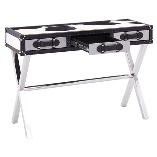 Kensick Wooden Console Table With Cross Legs In Black And White_3