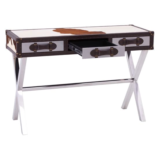 Kensick Wooden Console Table With Cross Legs In Brown And White_3