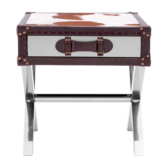 Kensick Wooden Side Table With 1 Drawers In Brown And White_2
