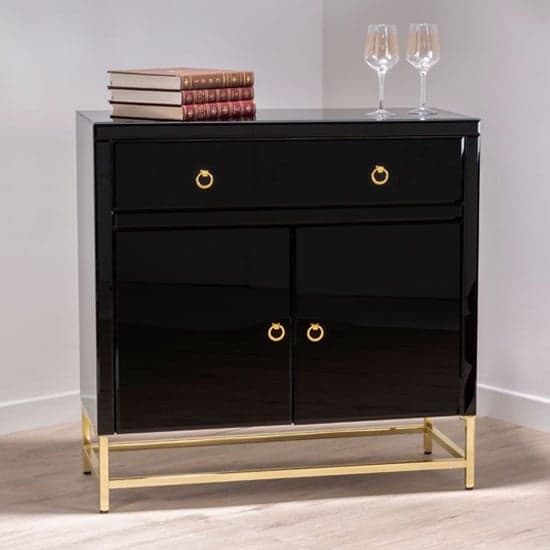 Kensick Wooden Sideboard With 2 Doors And 1 Drawer In Black_1