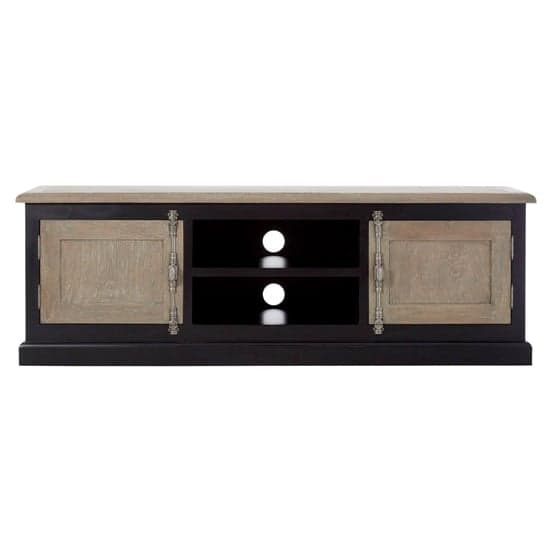 Kensick Wooden TV Stand With 2 Doors In Oak And Black_2