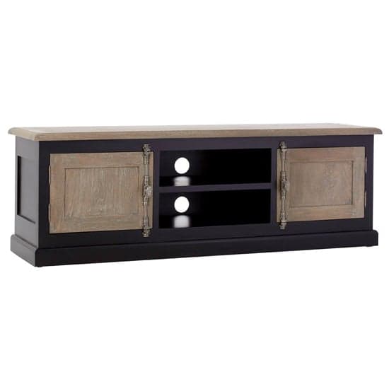 Kensick Wooden TV Stand With 2 Doors In Oak And Black_3