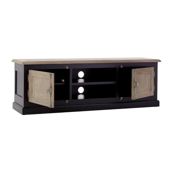 Kensick Wooden TV Stand With 2 Doors In Oak And Black_5