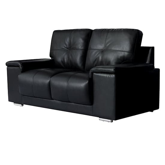 Kensington Faux Leather 2 Seater Sofa In Black_7