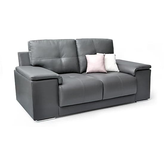 Kensington Faux Leather 2 Seater Sofa In Dark Grey_4