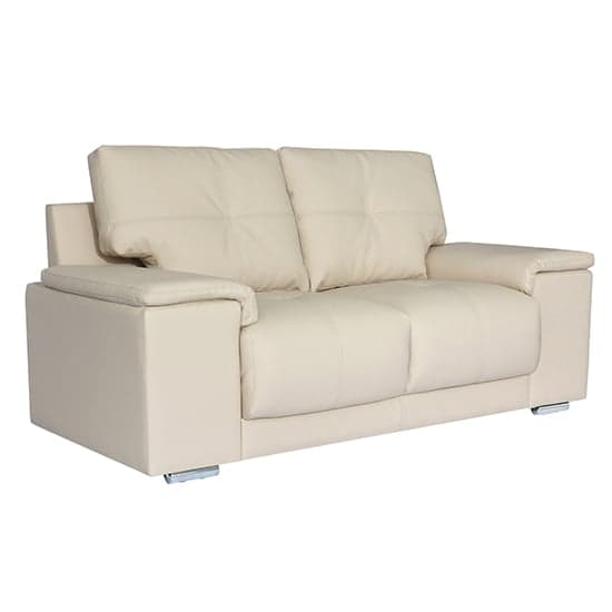 Kensington Faux Leather 2 Seater Sofa In Ivory_4