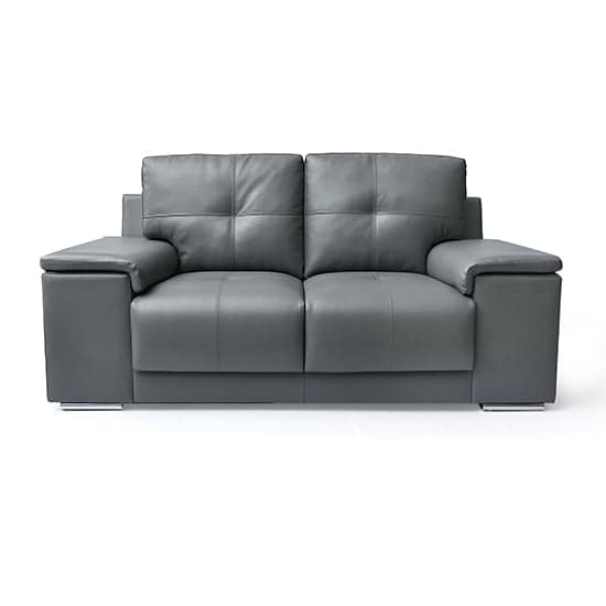 Kensington Faux Leather 3 + 2 Seater Sofa Set In Dark Grey_2