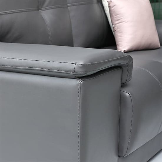 Kensington Faux Leather 3 + 2 Seater Sofa Set In Dark Grey_5