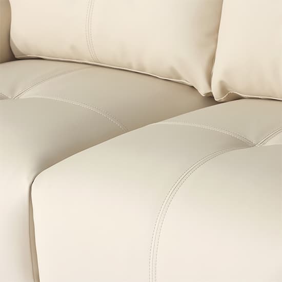 Kensington Faux Leather 3 + 2 Seater Sofa Set In Ivory_4
