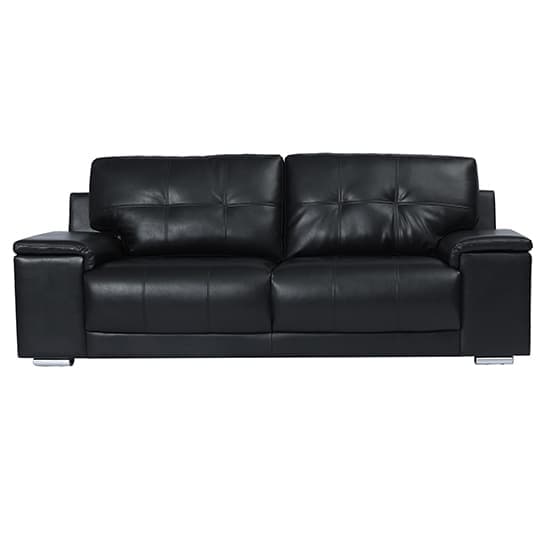 Kensington Faux Leather 3 Seater Sofa In Black_3